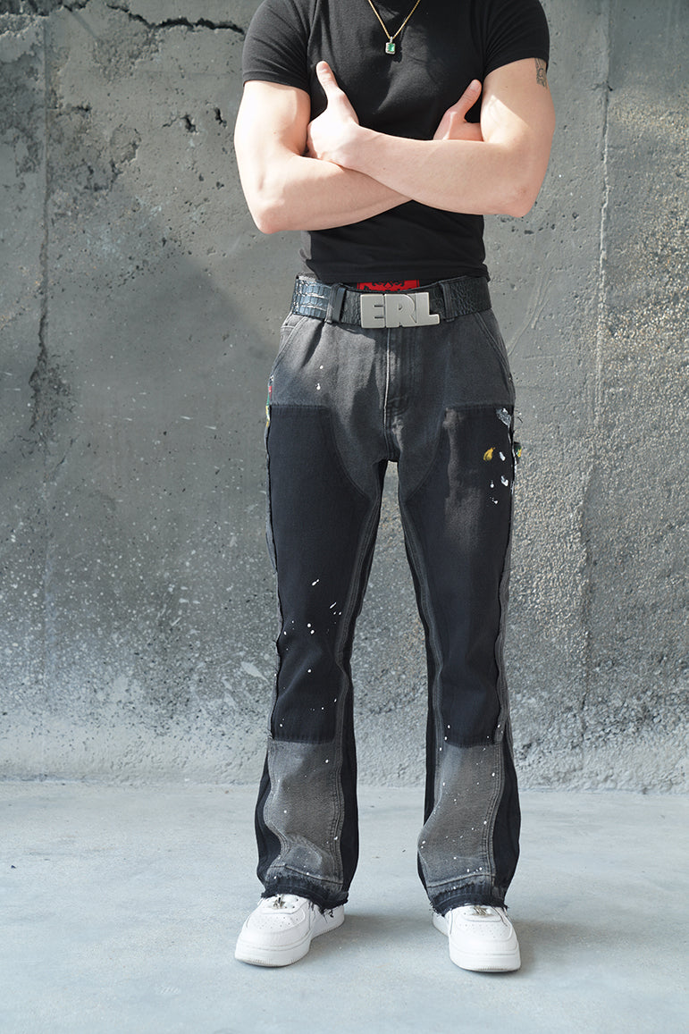 CONTRAST CODE CHARCOAL DUAL CUT VALKYRE JEANS
