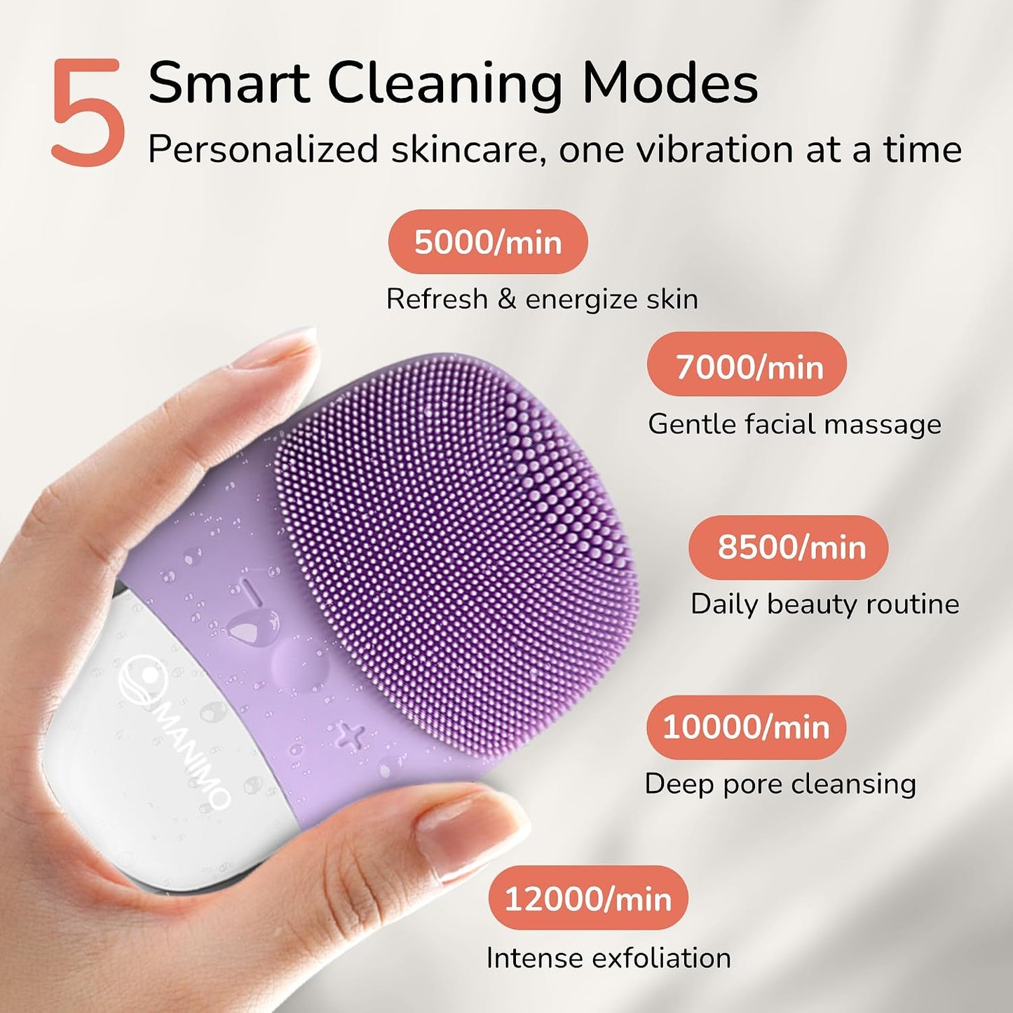Manimo Smart Facial Cleansing Brush (Purple)