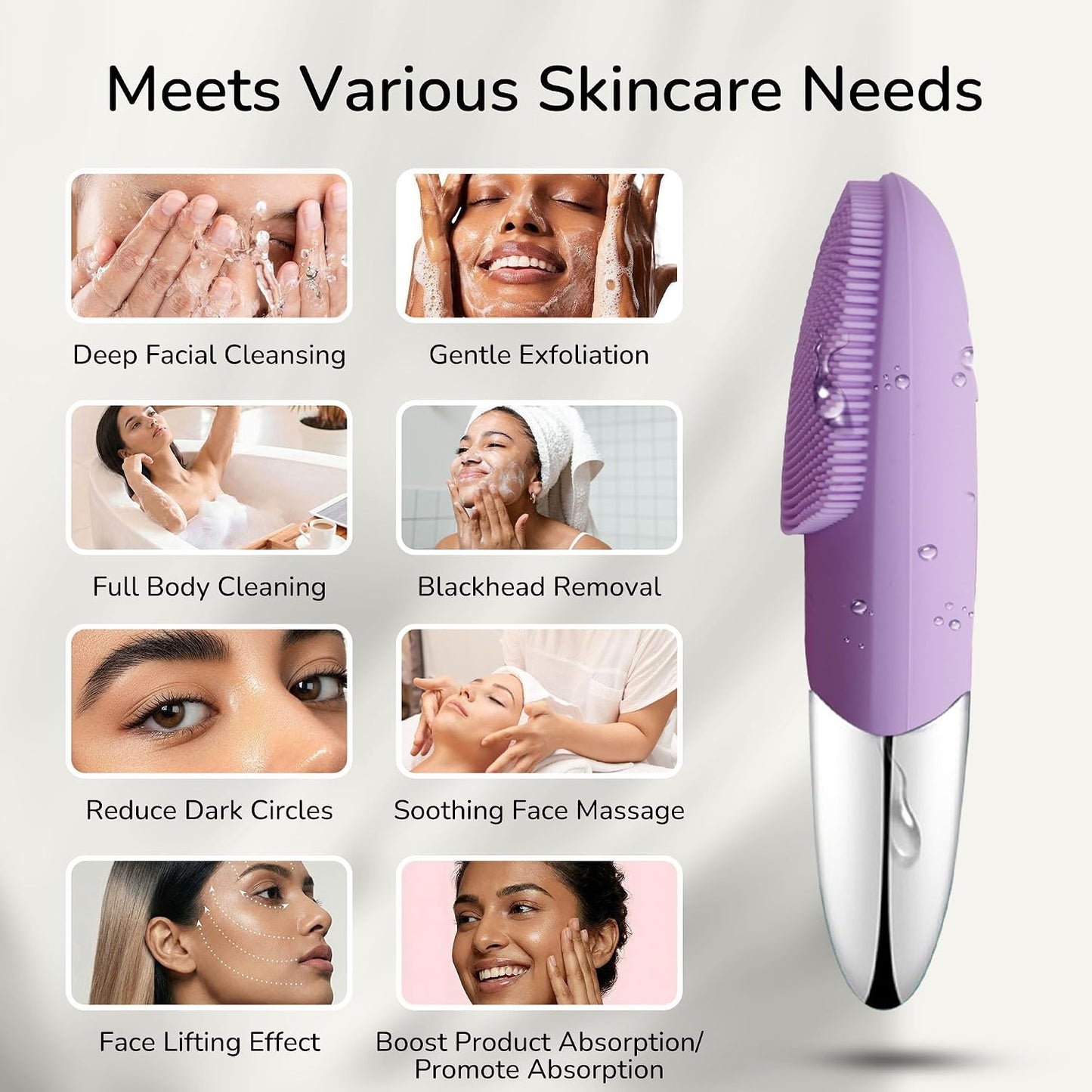 Manimo Smart Facial Cleansing Brush (Purple)