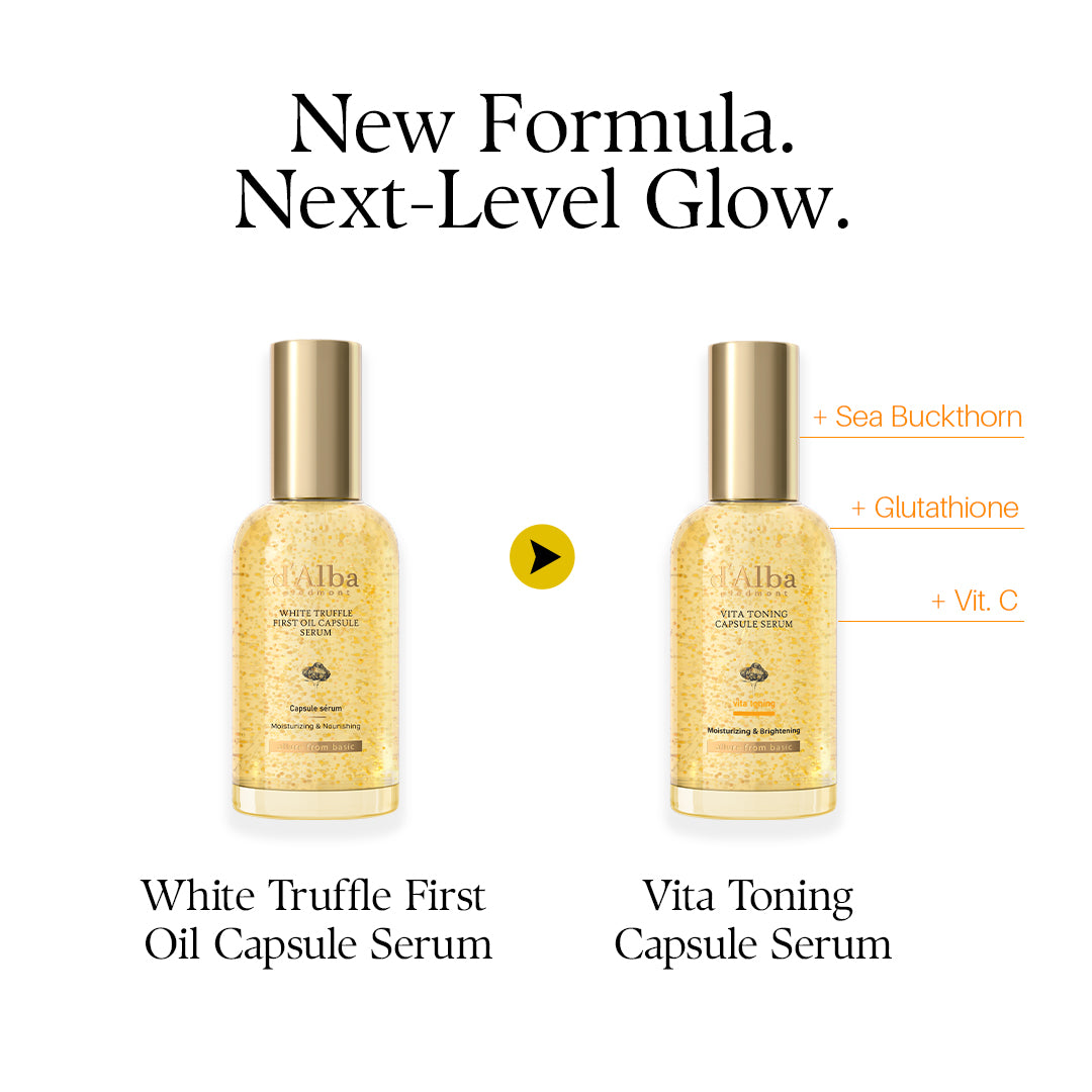 d'Alba Piedmont Vita Toning Capsule Serum, Daily Vita Boost for Luminous Skin, Double Vitamin Formula, 100ml