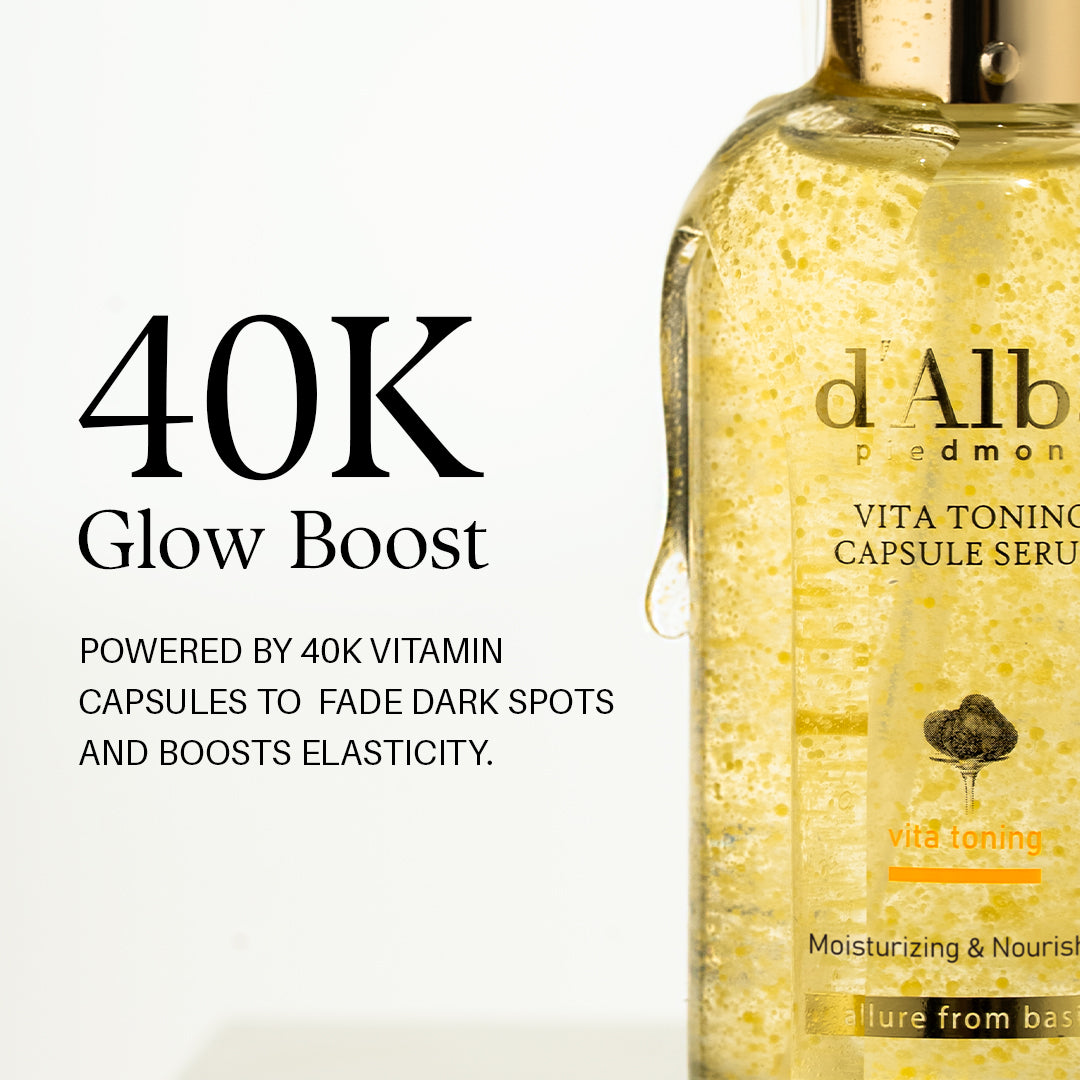 d'Alba Piedmont Vita Toning Capsule Serum, Daily Vita Boost for Luminous Skin, Double Vitamin Formula, 100ml