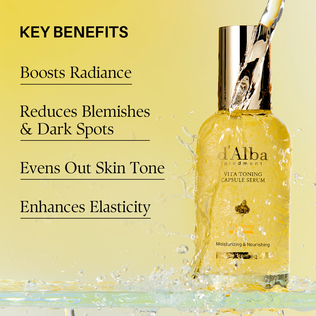d'Alba Piedmont Vita Toning Capsule Serum, Daily Vita Boost for Luminous Skin, Double Vitamin Formula, 100ml