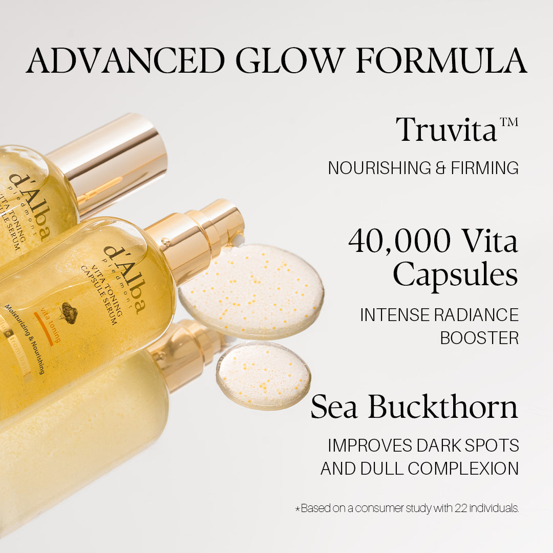 d'Alba Piedmont Vita Toning Capsule Serum, Daily Vita Boost for Luminous Skin, Double Vitamin Formula, 100ml