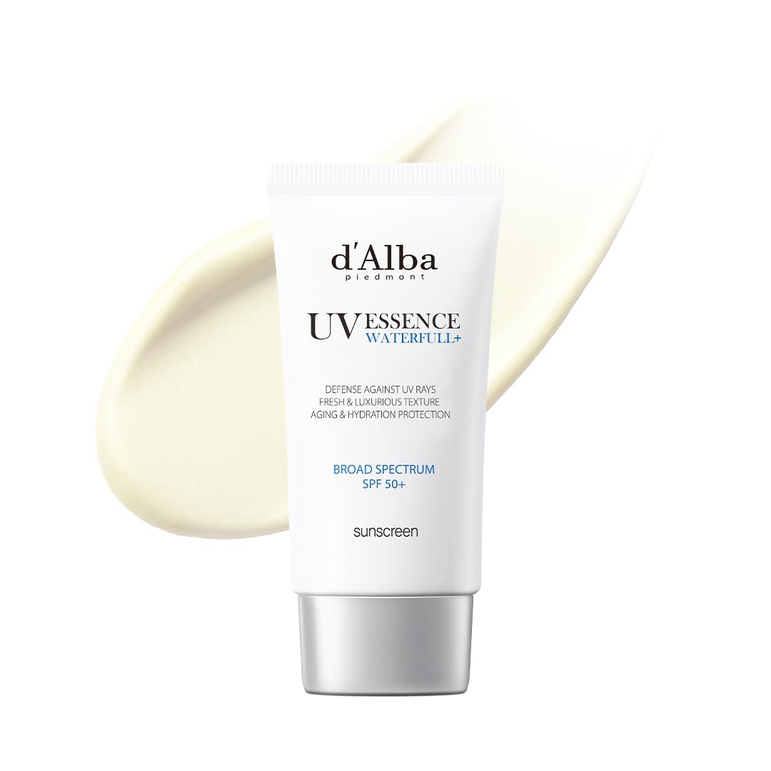 d'Alba Piedmont Italian White Truffle Waterfull Essence Sunscreen, Vegan Skincare, Lightweight Sunscreen with BROAD SPECTRUM SPF 50+, Glowy, Safe for all Skin Types, Korean Skin Care - 50 ml