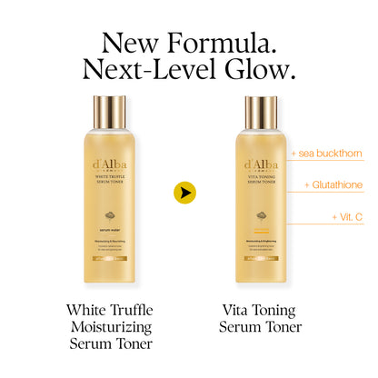 d'Alba Piedmont White Truffle Vita Toning Serum Toner, Glass Skin with Double Vitamin Skincare, Face Moisturizer, 180ml