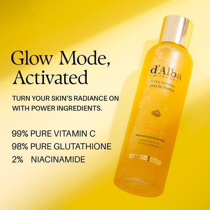d'Alba Piedmont White Truffle Vita Toning Serum Toner, Glass Skin with Double Vitamin Skincare, Face Moisturizer, 180ml