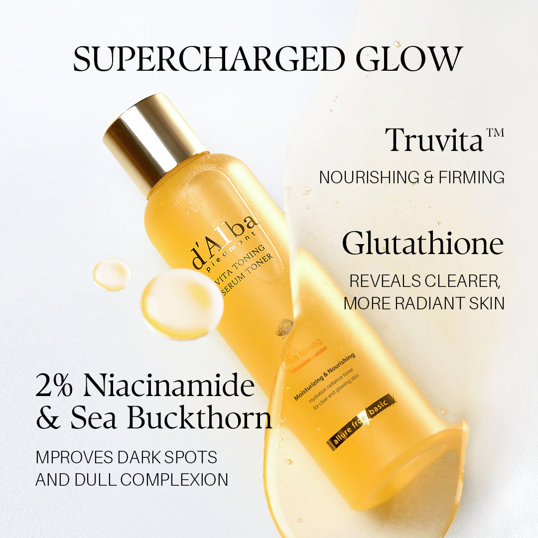 d'Alba Piedmont White Truffle Vita Toning Serum Toner, Glass Skin with Double Vitamin Skincare, Face Moisturizer, 180ml