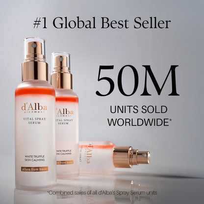 d'Alba Piedmont Italian White Truffle Vital Spray Serum, Vegan Skin Care, Calming And Hydrating Facial Mist For Red And Sensitive Skin, Glow Serum, Surfactant Free, All In One, Korean Skin Care (3.38 fl oz/100ml)