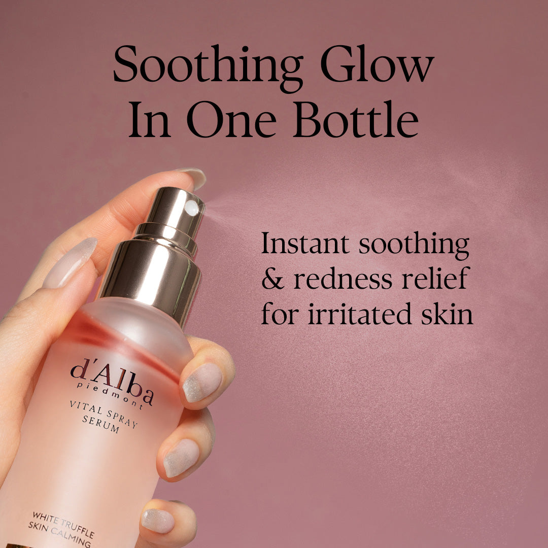 d'Alba Piedmont Italian White Truffle Vital Spray Serum, Vegan Skin Care, Calming And Hydrating Facial Mist For Red And Sensitive Skin, Glow Serum, Surfactant Free, All In One, Korean Skin Care (3.38 fl oz/100ml)
