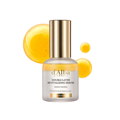 d'Alba Piedmont Italian White Truffle Double Layer Revitalizing Serum, 100hr Hydration, Hyaluronic Acid and Centella Asiatica, Skin Firming and Tightening, Long-lasting Korean Skin Care (1.01 fl.oz)