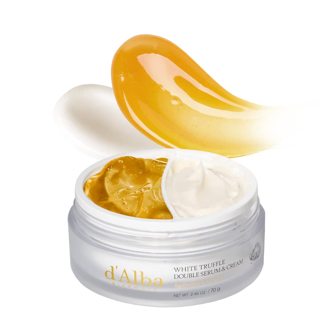 d'Alba Piedmont Italian White Truffle Double Serum & Cream, Customizable 2-In-1 Intensive Skin Care, For Elasticity And Brightness, Mild And Vegan, 70ml