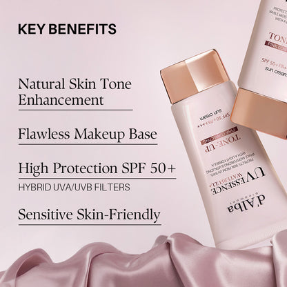 d'Alba Piedmont Italian White Truffle Waterfull Tone-Up Sunscreen, Vegan Skincare, Tinted Moisturizer With Spf 50+ Pa++++, Glowy Sunscreen For Sensitive Skin - 50ml