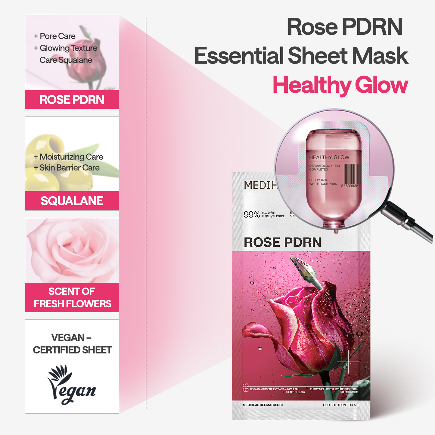 MEDIHEAL Rose PDRN Essential Mask Healthy Glow