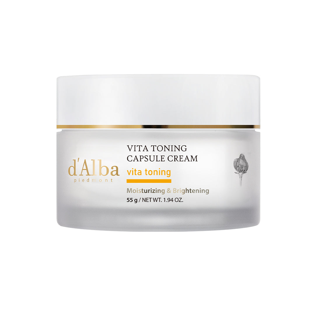 d'Alba Piedmont Vita Toning capsule Cream, Deep Hydration Face Moisturizer, Glass Skin with Vita-Cera Oil Capsules, Deep Hydration Face Moisturizer, 55g