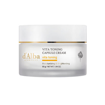 d'Alba Piedmont Vita Toning capsule Cream, Deep Hydration Face Moisturizer, Glass Skin with Vita-Cera Oil Capsules, Deep Hydration Face Moisturizer, 55g