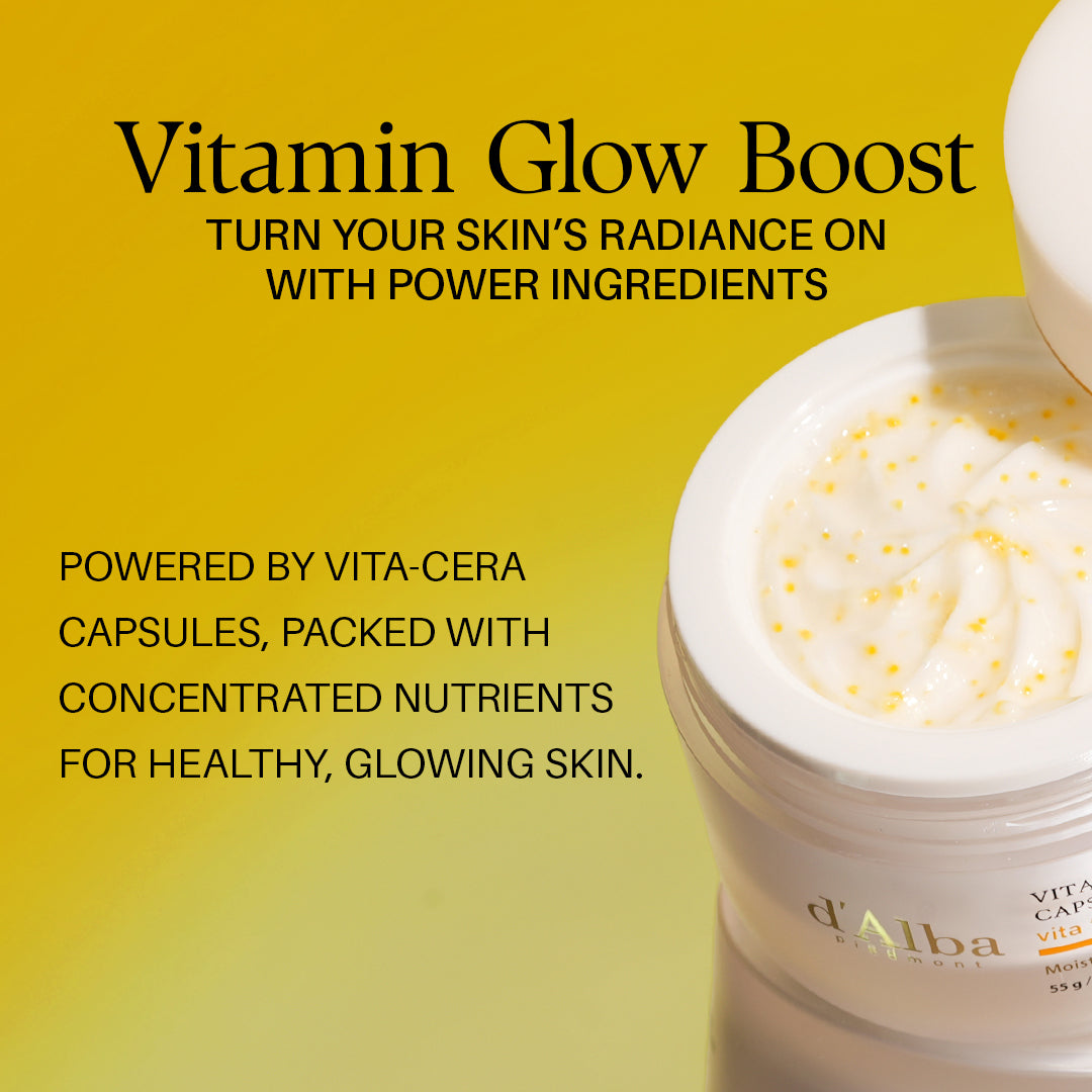 d'Alba Piedmont Vita Toning capsule Cream, Deep Hydration Face Moisturizer, Glass Skin with Vita-Cera Oil Capsules, Deep Hydration Face Moisturizer, 55g