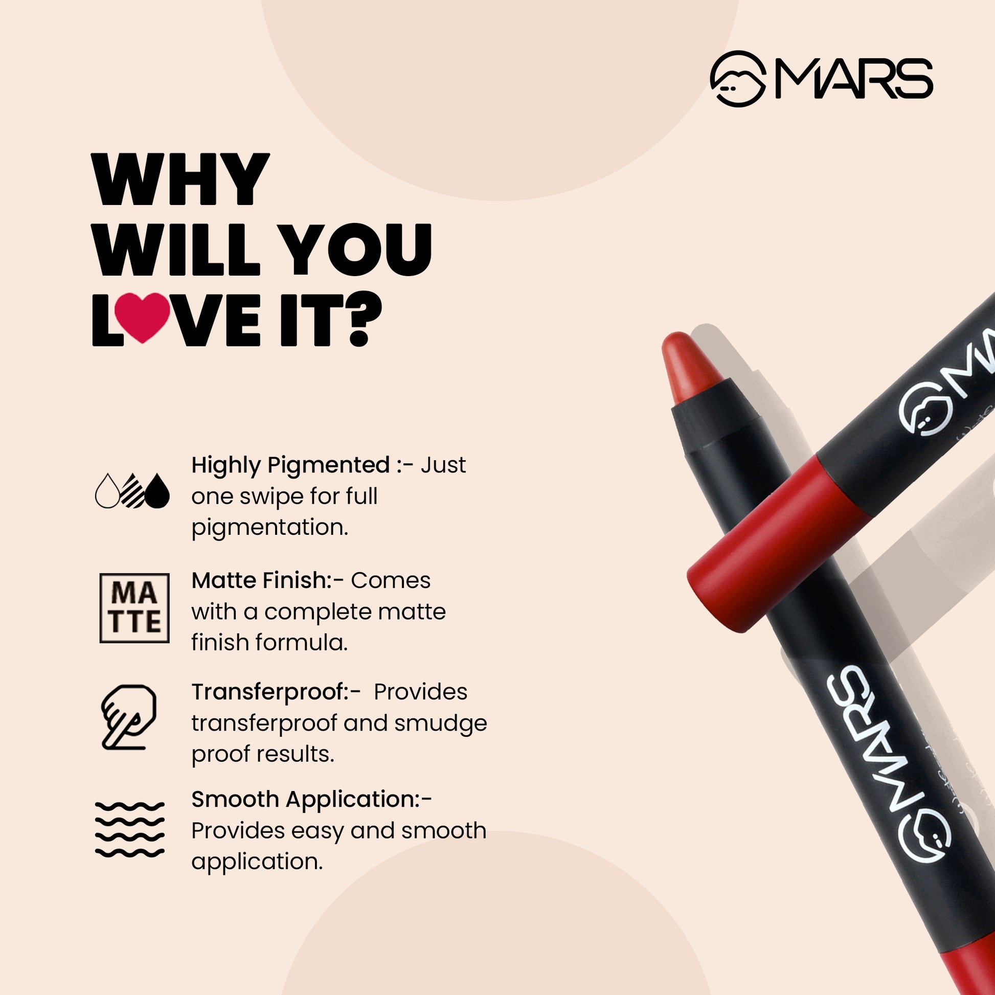 MARS Wont Budge Wont Smudge Lip Crayon | Mars Cosmetics at Broadway
