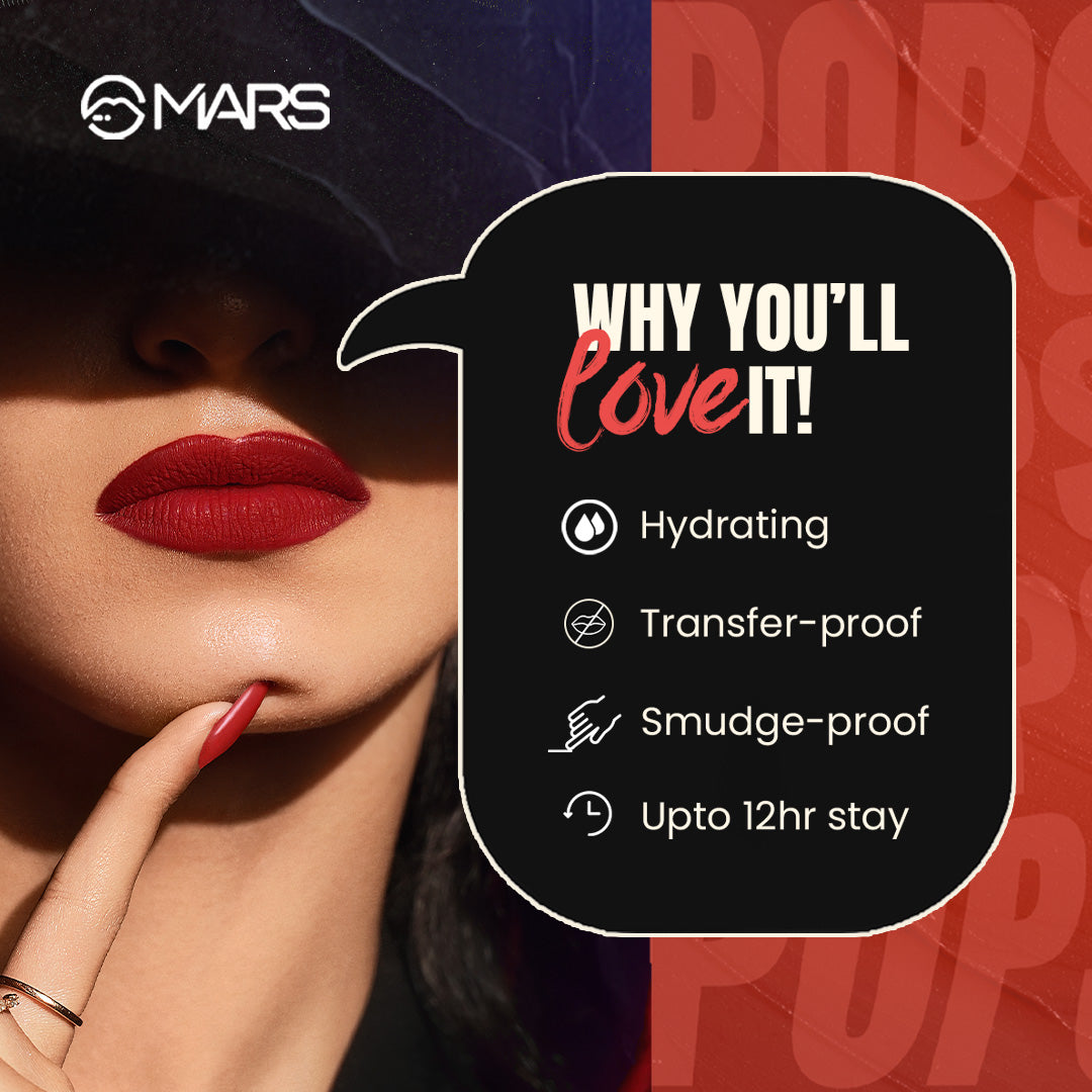 Mars Popstar Non Transfer Smudge Proof Long Lasting Matte Liquid Lipstick