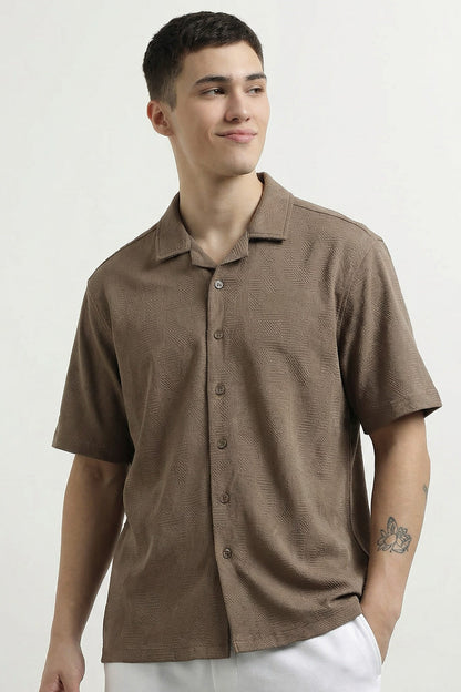 Textured Cuban Collar Shirt