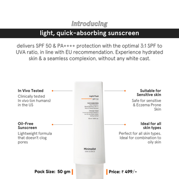 Minimalist Light Fluid SPF 50 Face Sunscreen 50ml