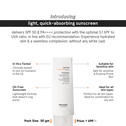 Minimalist Light Fluid SPF 50 Face Sunscreen 50ml