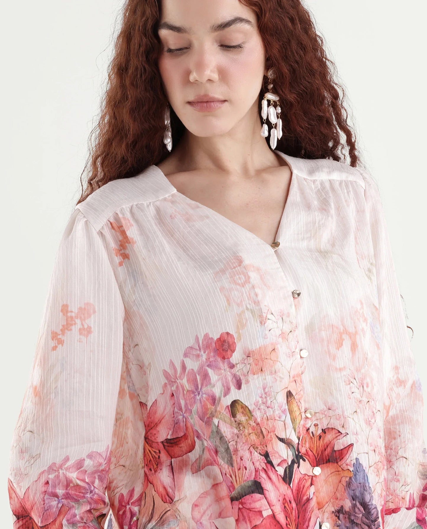 Rareism Women's Aerit Multi Viscose Blend Full Sleeve Regular Fit Floral Print Top