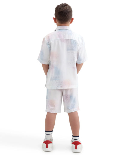 Rare Ones Kids Adrin-B Off White Viscose Rayon Button Closure Regular Fit Shorts