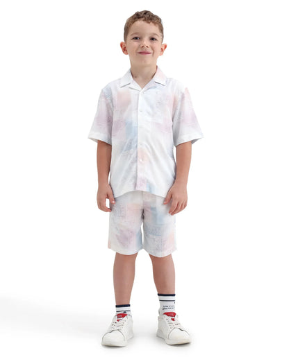 Rare Ones Kids Adrin-B Off White Viscose Rayon Button Closure Regular Fit Shorts
