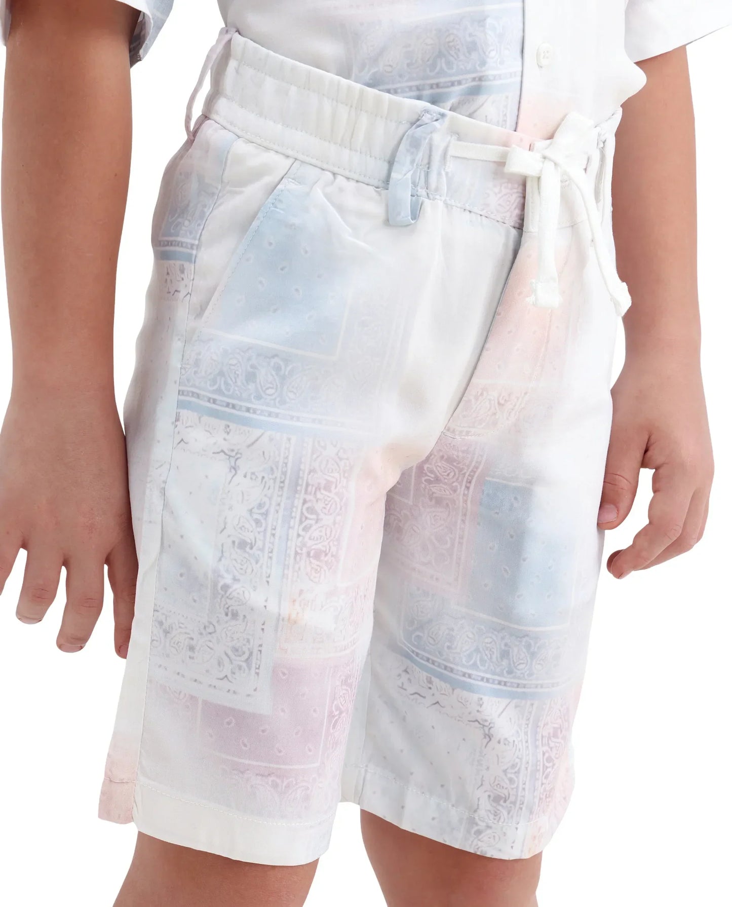 Rare Ones Kids Adrin-B Off White Viscose Rayon Button Closure Regular Fit Shorts