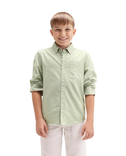 Rare Ones Kids Jac-26 Pastel Green Cotton Button Closure Regular Fit Shirt