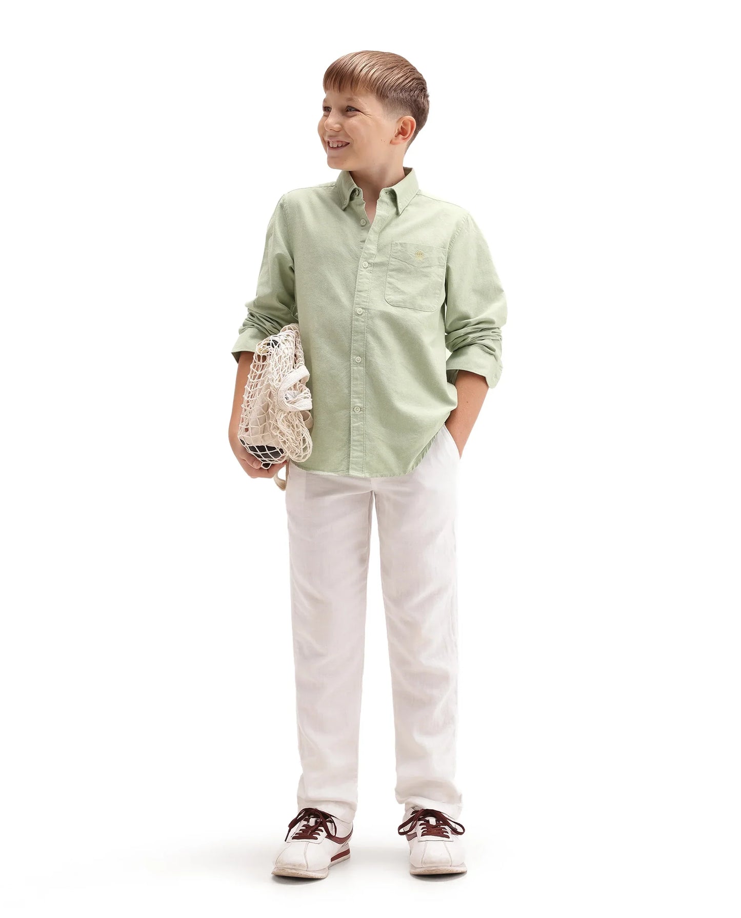 Rare Ones Kids Jac-26 Pastel Green Cotton Button Closure Regular Fit Shirt