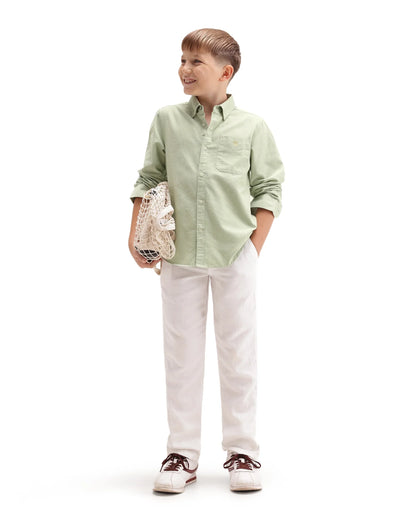 Rare Ones Kids Jac-26 Pastel Green Cotton Button Closure Regular Fit Shirt