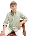 Rare Ones Kids Jac-26 Pastel Green Cotton Button Closure Regular Fit Shirt