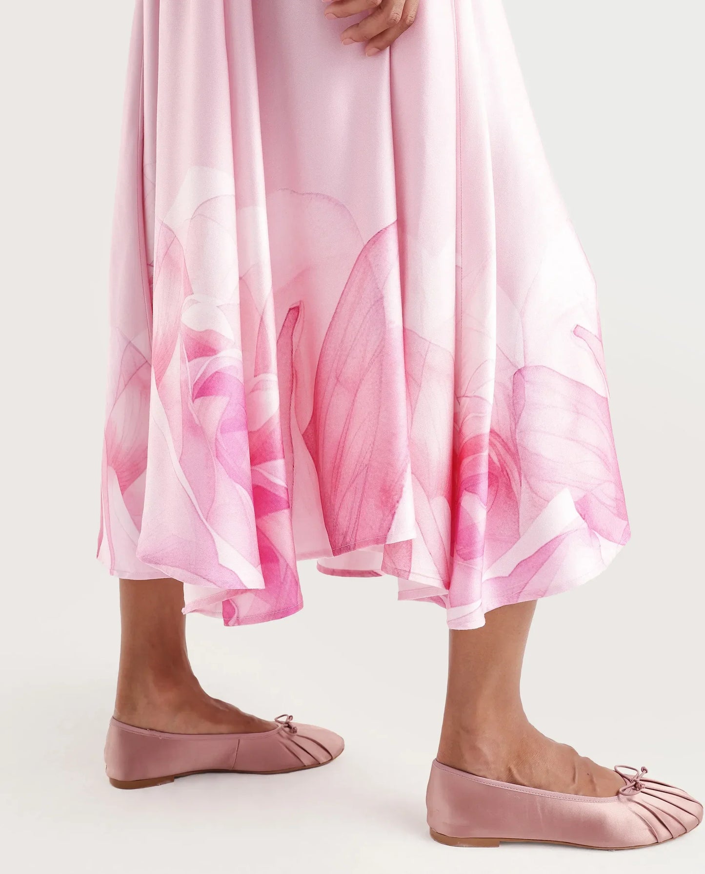 Rareism Women's Mezozo Light Pink Viscose Sleeveless Square Neck Fit And Flare Floral Print Dress