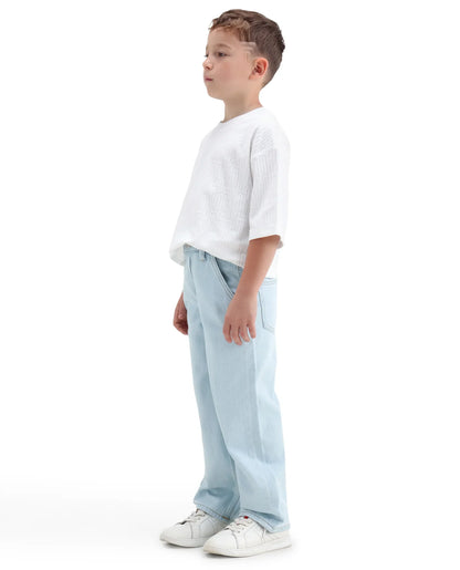 Rare Ones Kids Kasen-2 Light Blue Cotton Blend Shank Button Closure Slouchy Fit Jeans