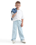 Rare Ones Kids Kasen-2 Light Blue Cotton Blend Shank Button Closure Slouchy Fit Jeans
