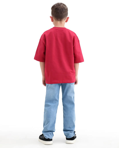 Rare Ones Kids Loet-2 Light Blue Cotton Blend Fabric Zipper Closure Regular Fit Jeans