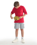 Rare Ones Kids Nadal-B Melange Grey Cotton Fabric Drawstring Closure Cargo Fit Shorts