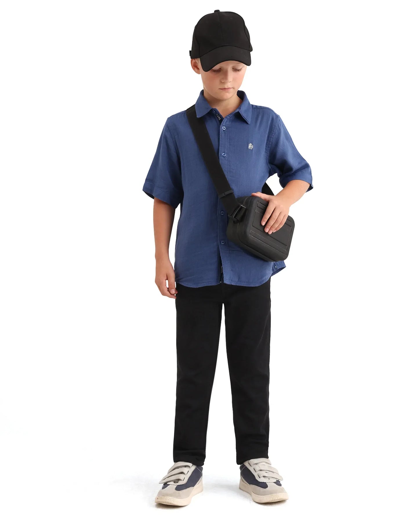 Rare Ones Kids Cove Black Cotton Blend Fabric Zipper Closure Slim Fit Jeans