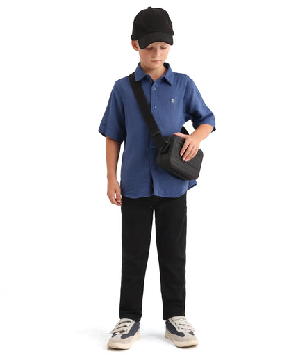 Rare Ones Kids Cove Black Cotton Blend Fabric Zipper Closure Slim Fit Jeans