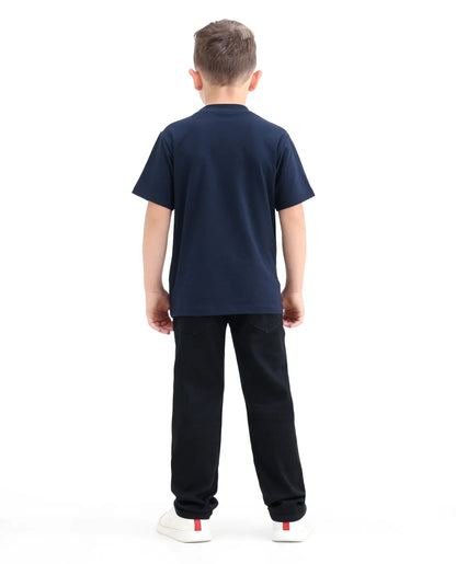 Rare Ones Kids Clif Black Cotton Blend Fabric Zipper Closure Regular Fit Jeans