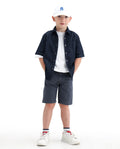 Rare Ones Kids Dell Grey Cotton Blend Fabric Button And Zipper Closure Regular Fit Shorts