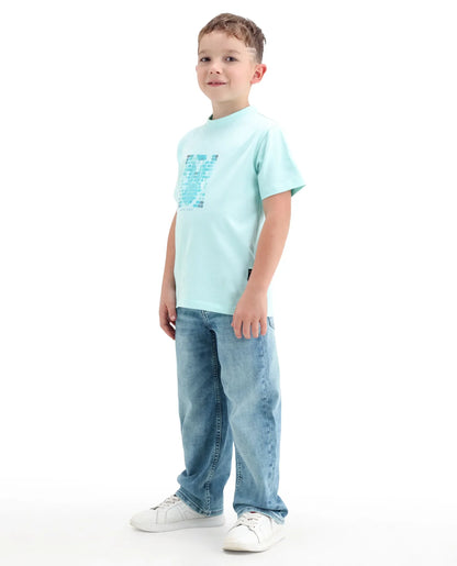 Rare Ones Kids Xavi-2 Light Blue Cotton Blend Fabric Zipper Closure Relaxed Fit Jeans