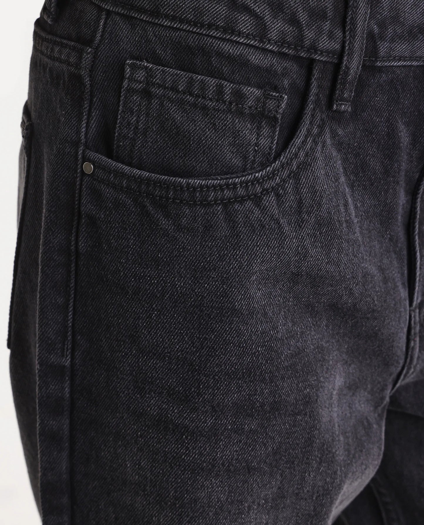 Rareism Women's Strine Black Cotton Straight Fit Plain Jeans