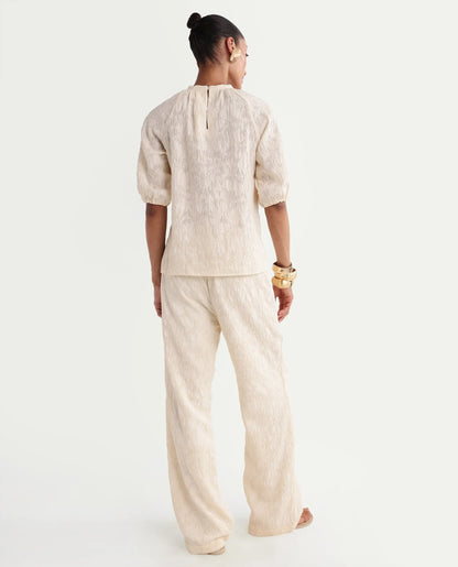 Rareism Women's Hanto-B Off White Viscose Blend Wide Plain Trouser