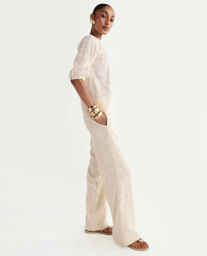 Rareism Women's Hanto-B Off White Viscose Blend Wide Plain Trouser
