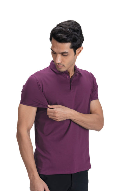 Fluid Cotton Polo - Plum Wine