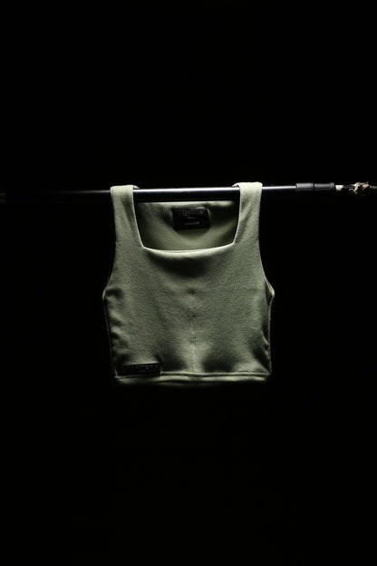 Olive Ribbed Crop Top