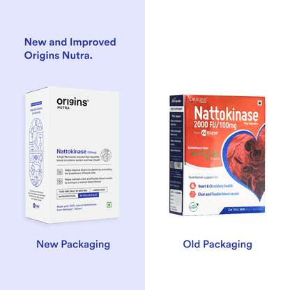 Origins Nutra Nattokinase | Promote Heart Health, Natural Blood Thinner, Control High Blood Pressure | Nattokinase |GMP Certified | For Men & Women | 28 Capsules.
