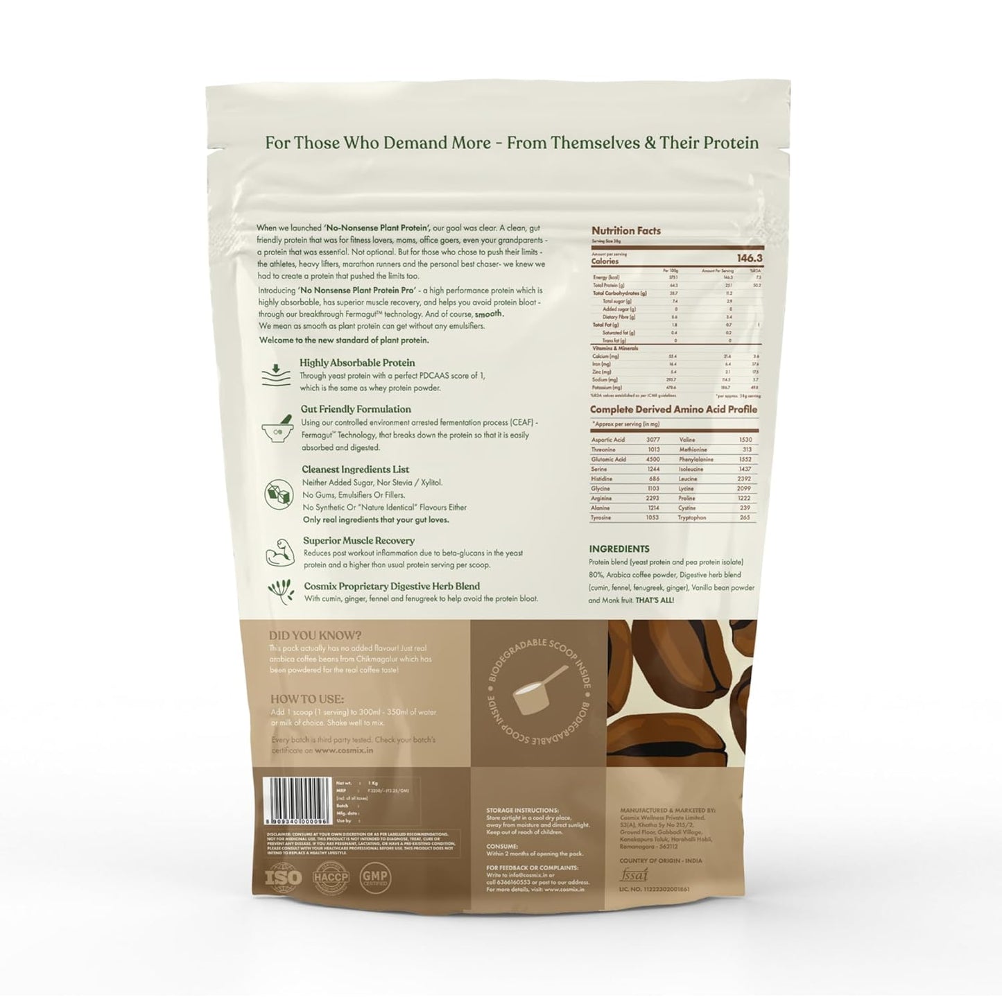 No-Nonsense Plant Protein PRO - MALNAD ARABICA COFFEE - 500g